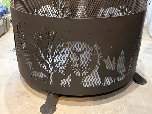 Wolf Forrest Scene Fire Ring