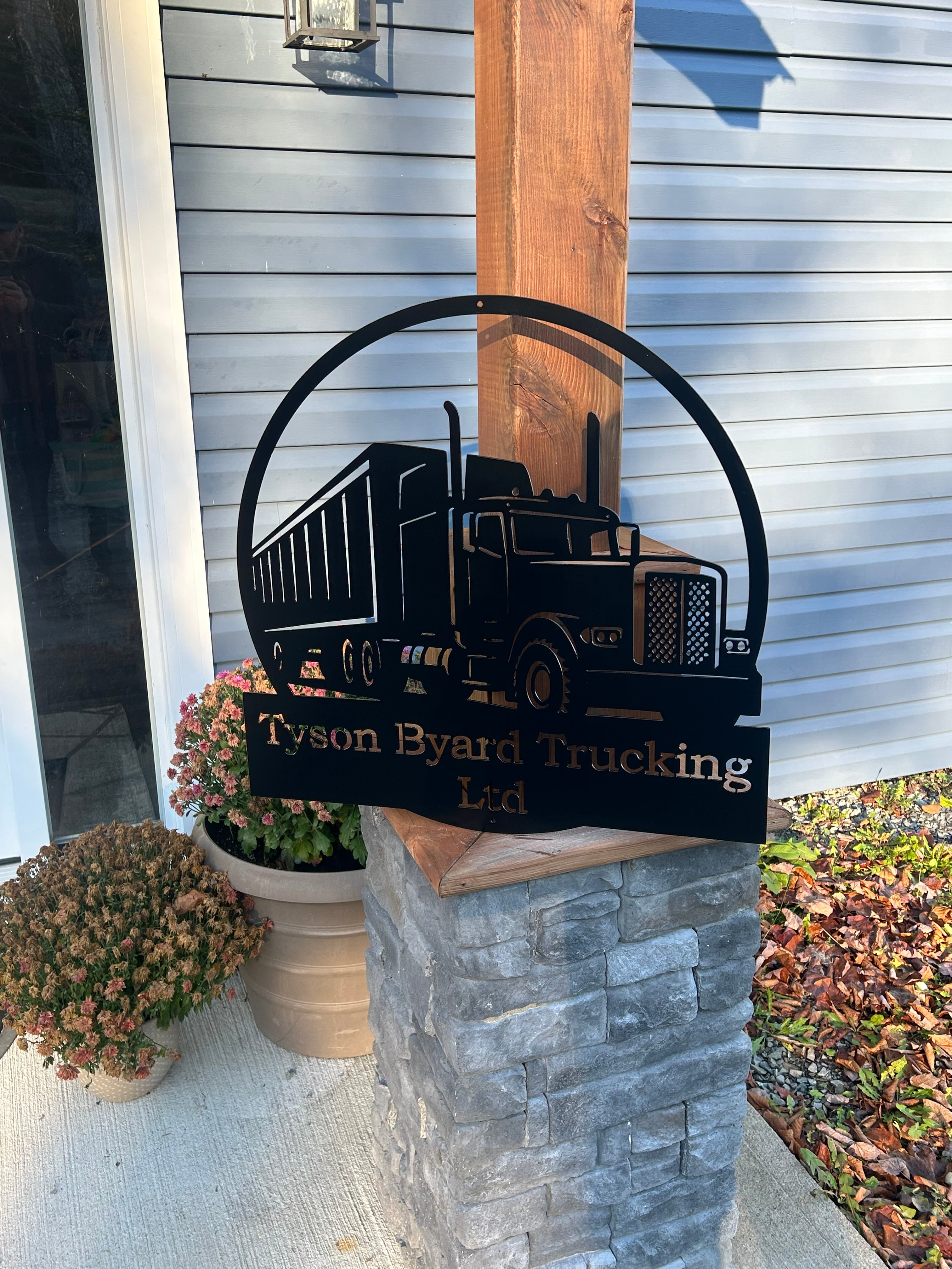 Custom Metal Transport Truck Sign Canada – Smoke on the Water Fire Pits ...