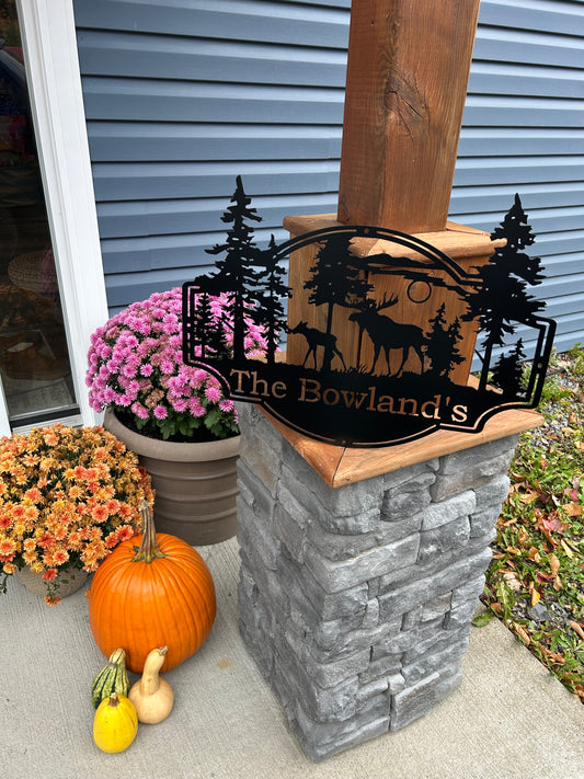 Custom Metal Moose Scene Sign
