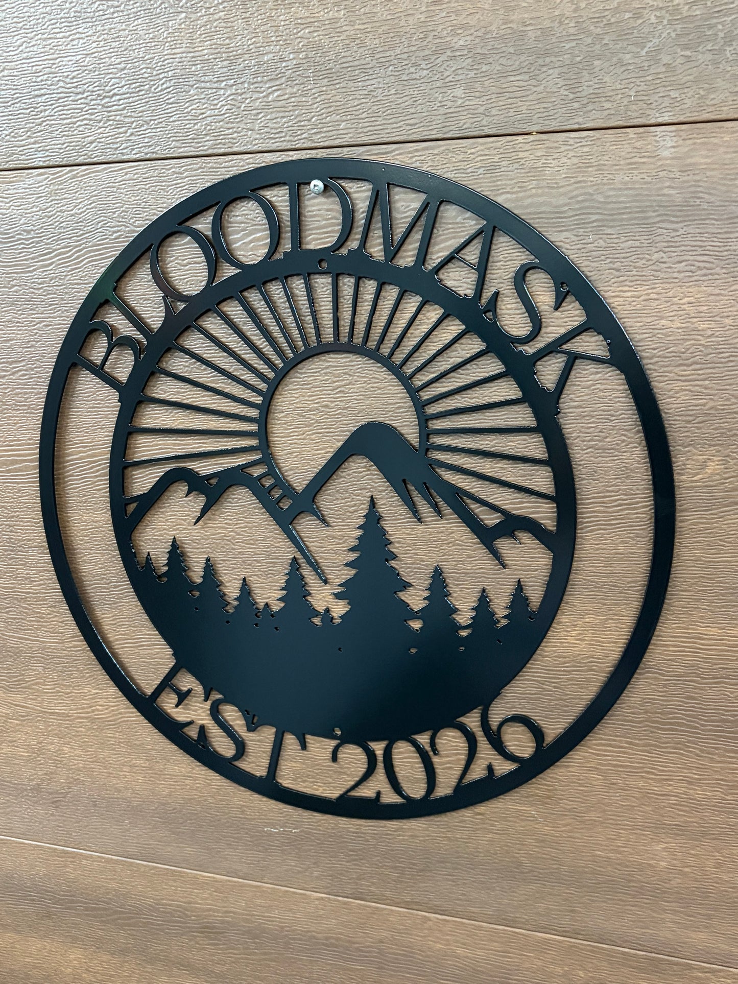 Custom Metal Mountain Sunset Sign