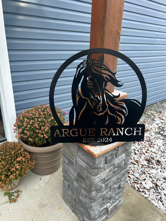 Panneau personnalisé en métal représentant un portrait de cheval