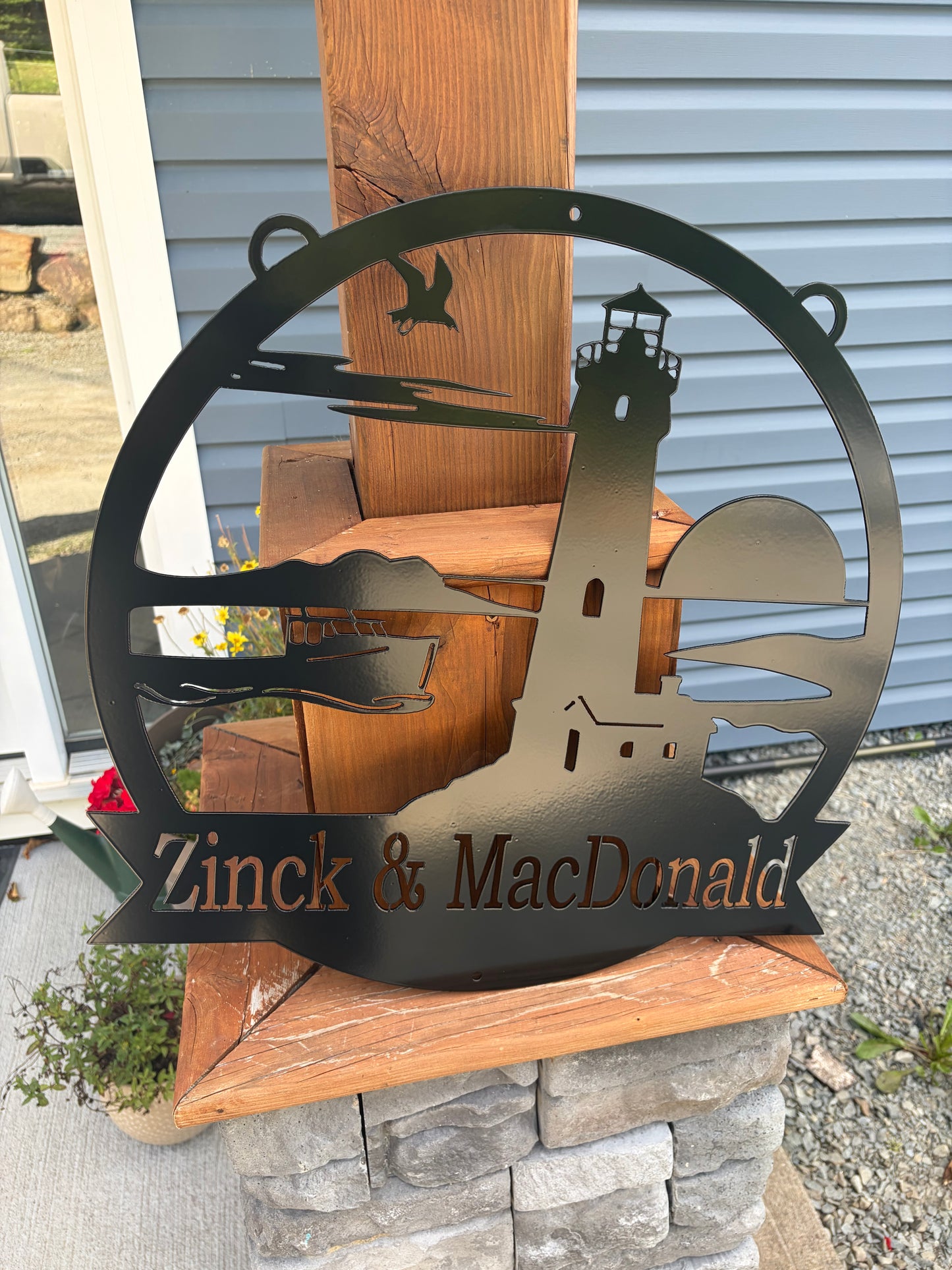 Custom Metal Fishing Boat Lighthouse Sign