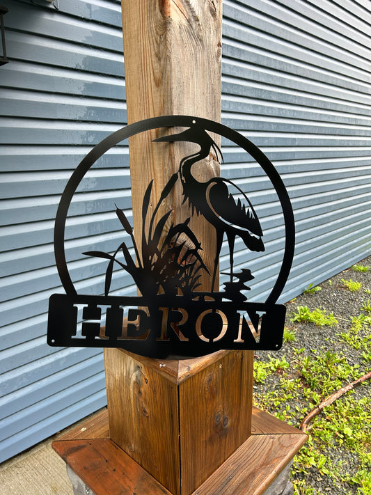 Custom Metal Heron Sign