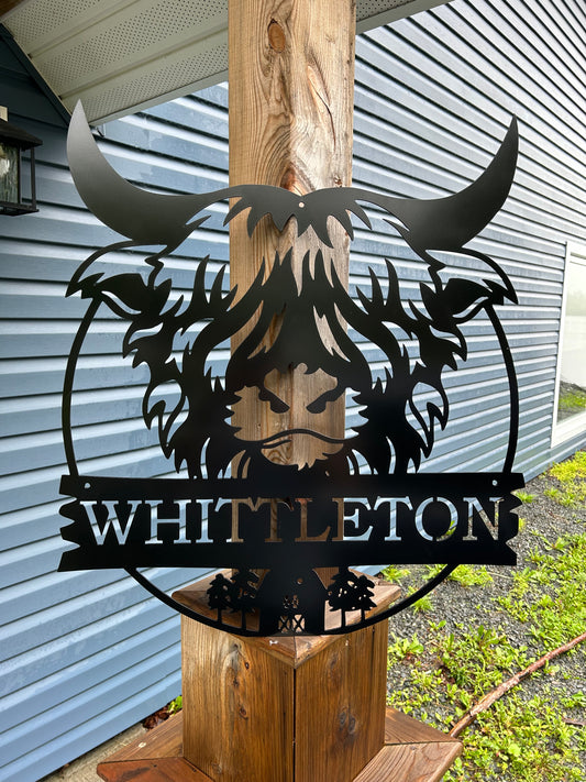 Custom Metal Highland Cow Sign