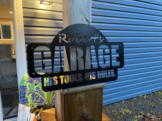 Custom Metal His tools His Rules Garage Sign