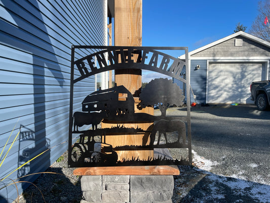 Custom Metal Horse Cow Farm Sign