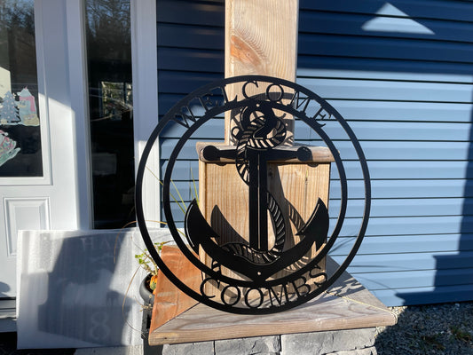 Custom Metal  Anchor and Rope Sign