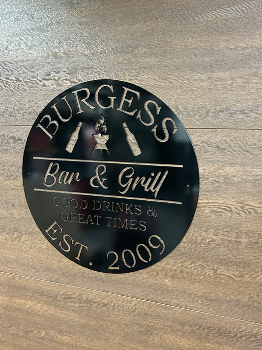 Panneau de bar et de grillades en métal personnalisé du Texas