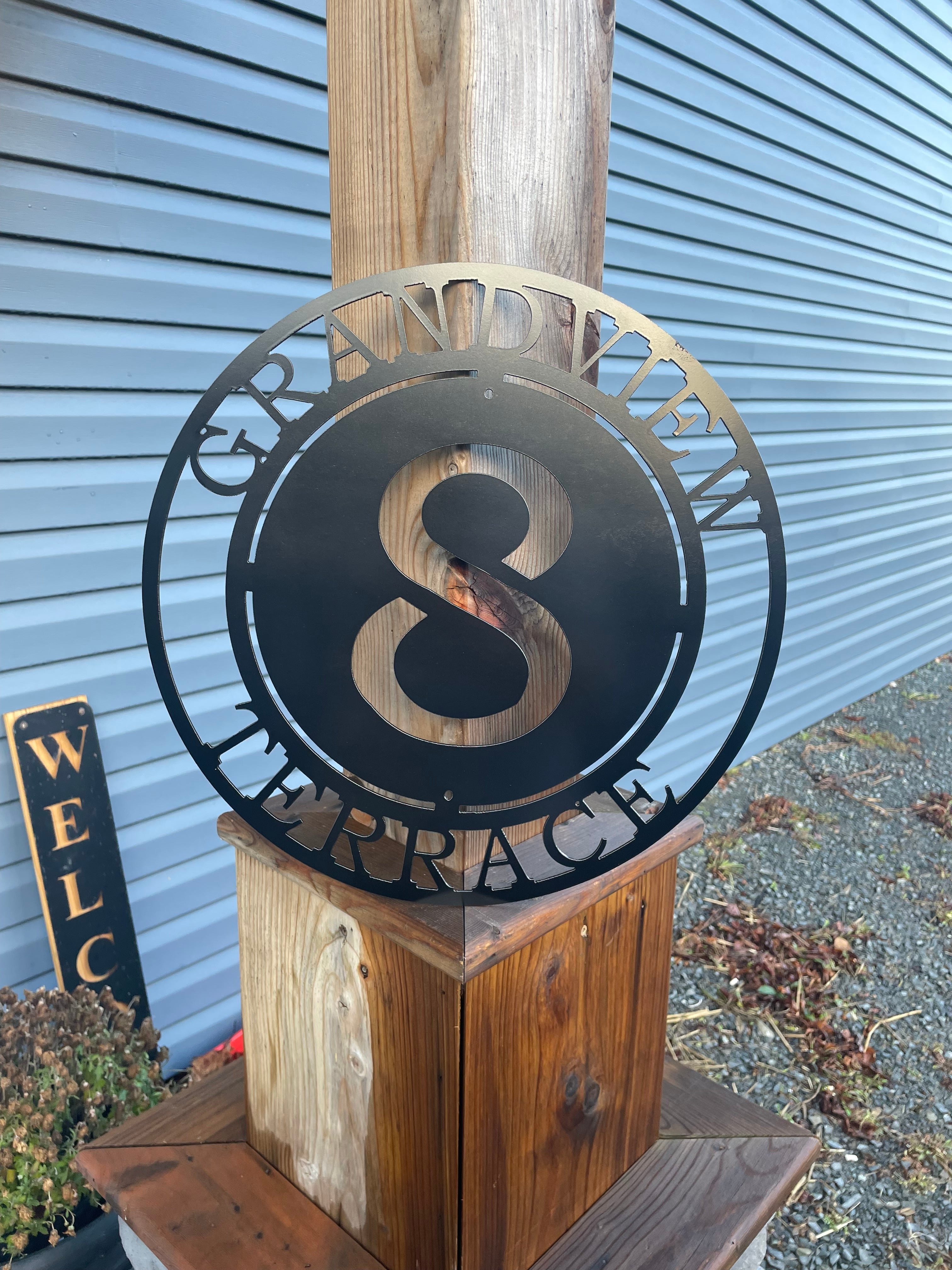 Round Address Signs Custom Metal Circular Civic Address Sign Canada – Smoke on the Water ...