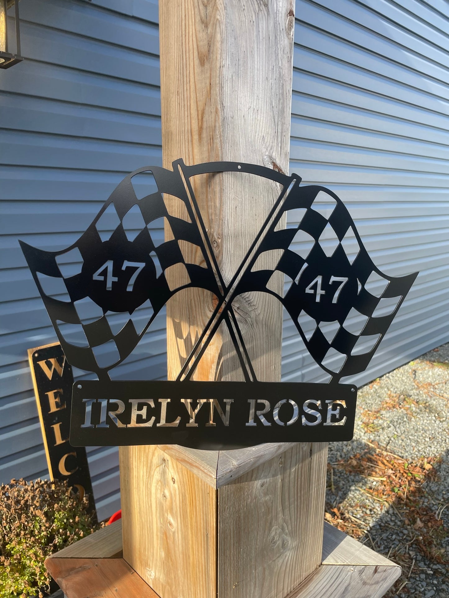 Custom Metal Checkered Flag Race Sign