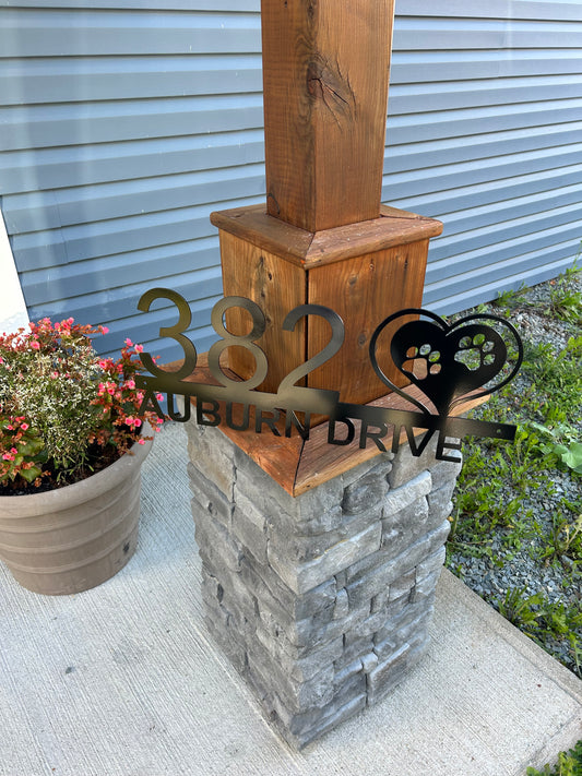 Custom Metal Paw Heart Civic Sign