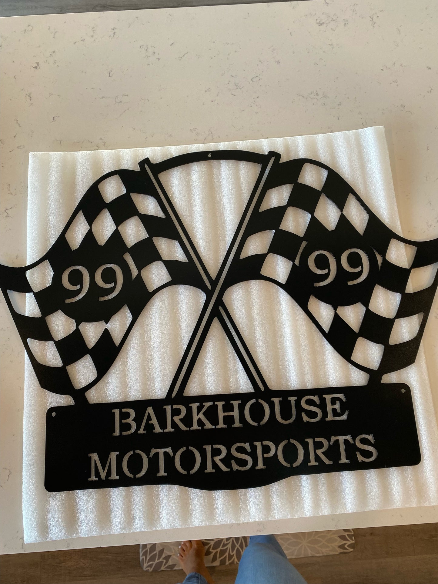 Custom Metal Checkered Flag Race Sign