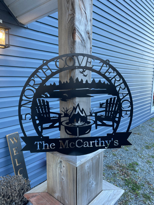 Custom Metal Campfire Address Sign