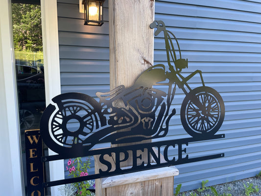 Custom Metal Chopper Motorcycle Garage Sign