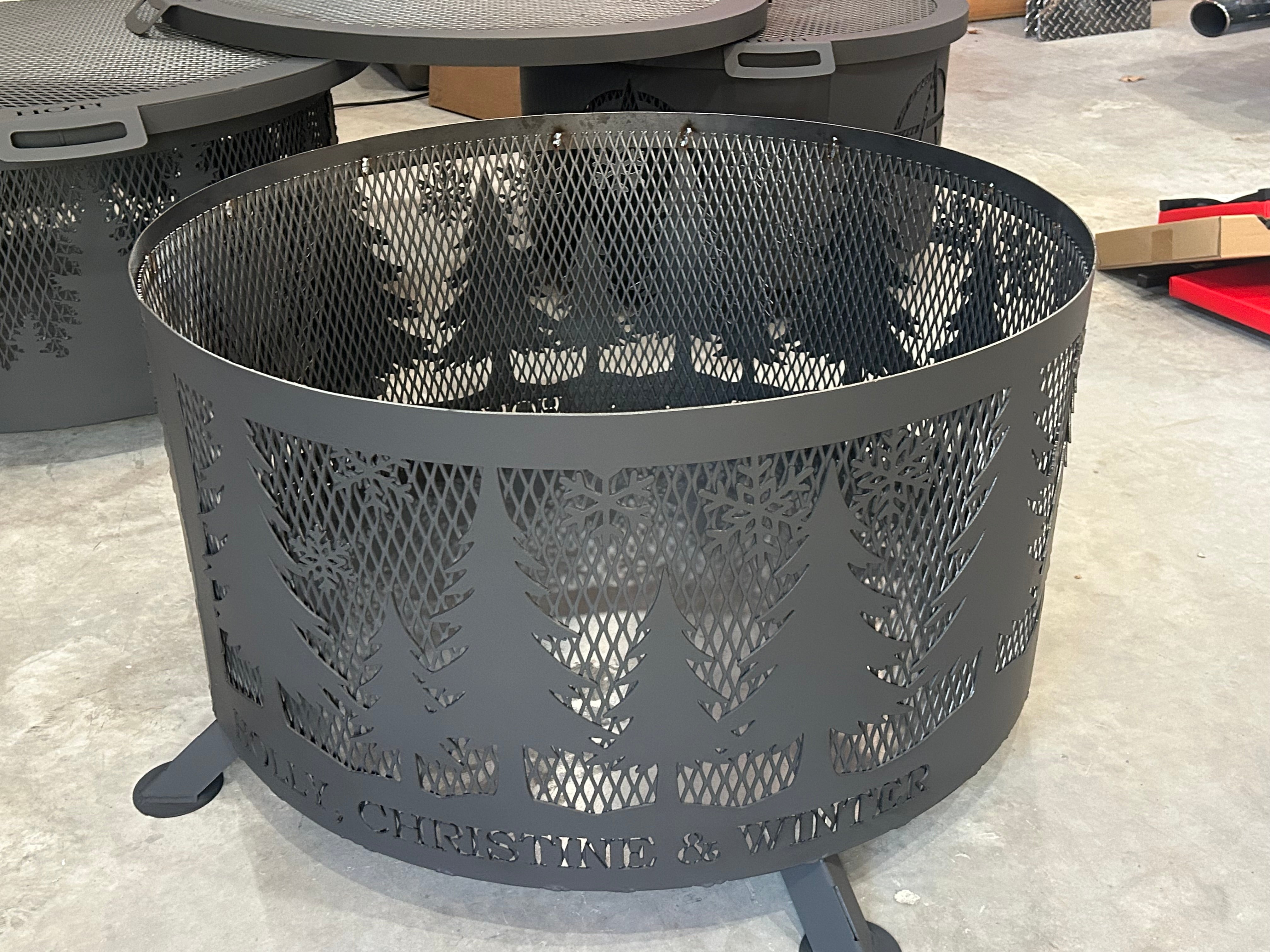Custom Winter Scene Fire Ring Canada – Smoke on the Water Fire Pits and ...