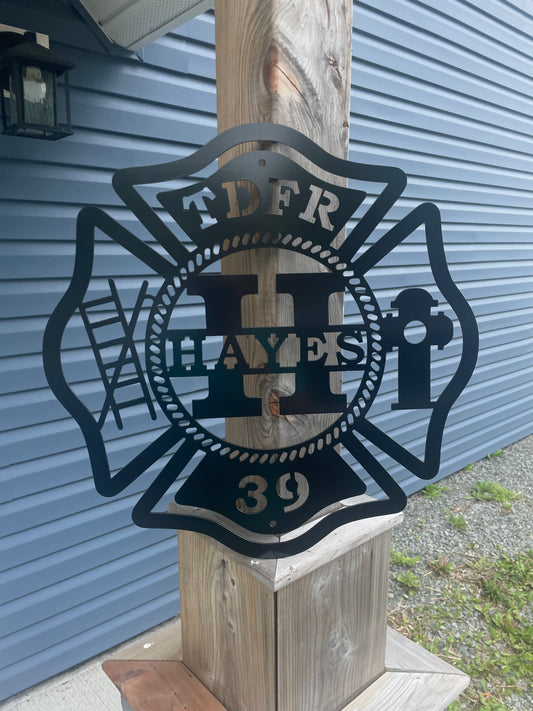 Custom Metal Fire Fighter Monogram Sign