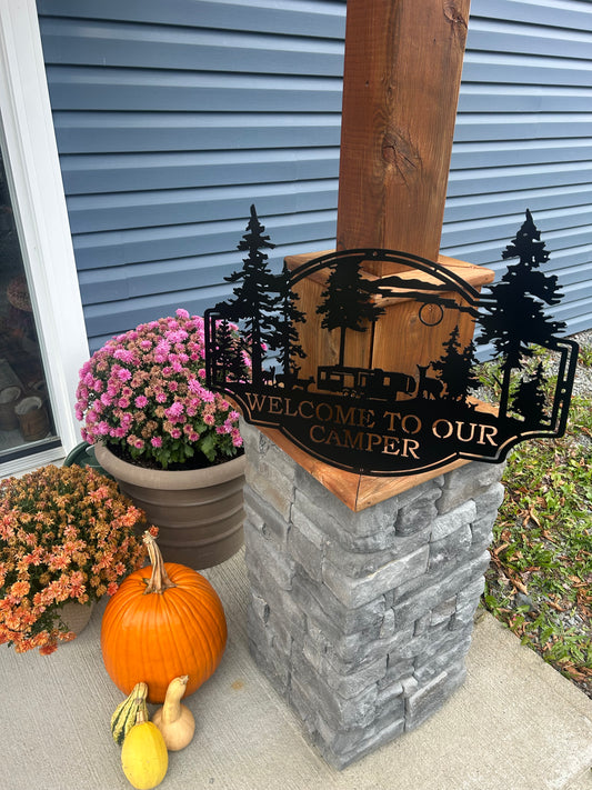 Custom Metal Deer Fifth Wheel Camper Sign