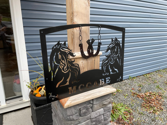 Custom Metal Twin Horse Sign