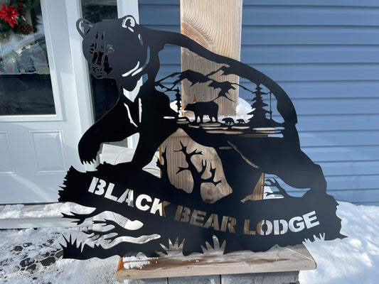 Custom Metal Black Bear Sign