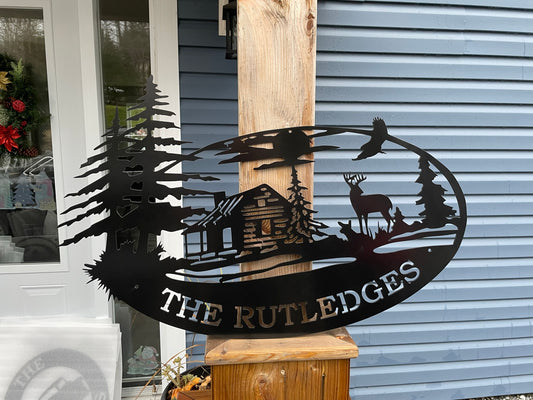 Custom Metal Deer Cabin Signs