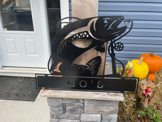 Custom Metal Trout Fishing Sign