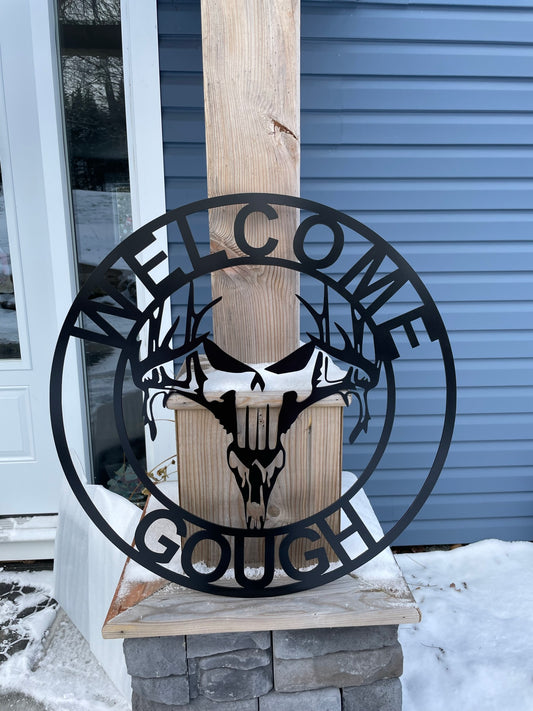 Custom Metal Skull Hunter Sign