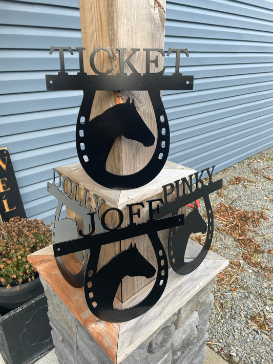 Custom Metal Horse Shoe Stall Signs