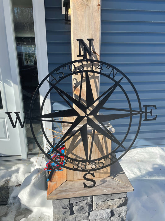 Custom Metal Compass Coordinate Sign