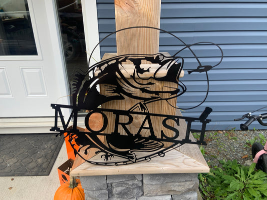 Custom Metal Bass Fisher Sign